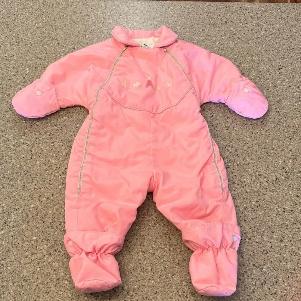 KUTE KIDDIES Snowveralls Vintage Windmill Embroidered Snowsuit Union Made
